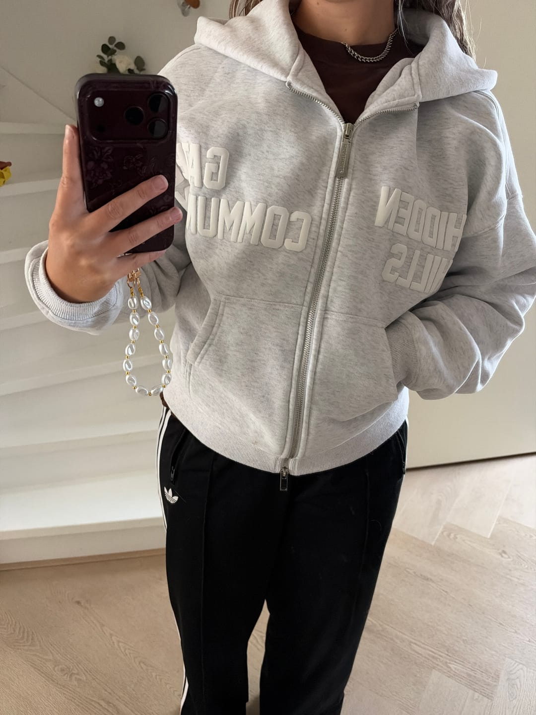 Customer photo review of GATED COMMUNITY ZIP HOODIE LIGHT GREY
