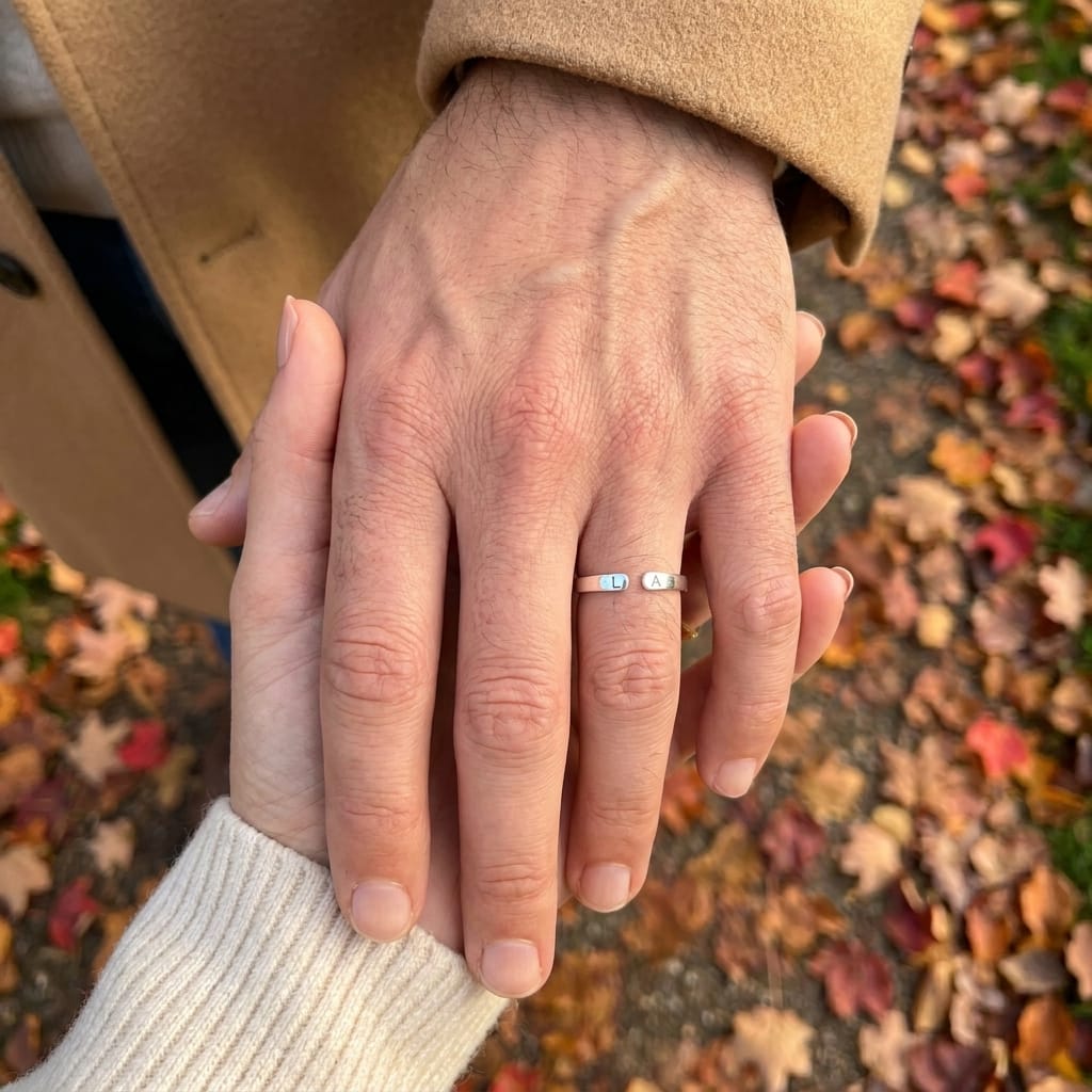 Customer photo review of Anillo Abierto con Dos Iniciales Personalizado