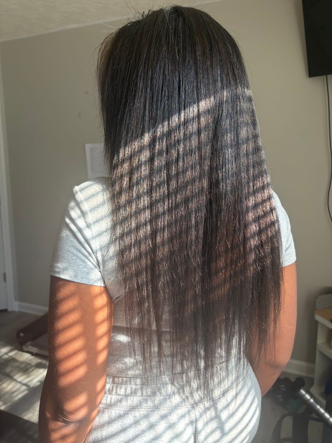 Customer photo review of Kinky Straight Micro Loop Hair Extension