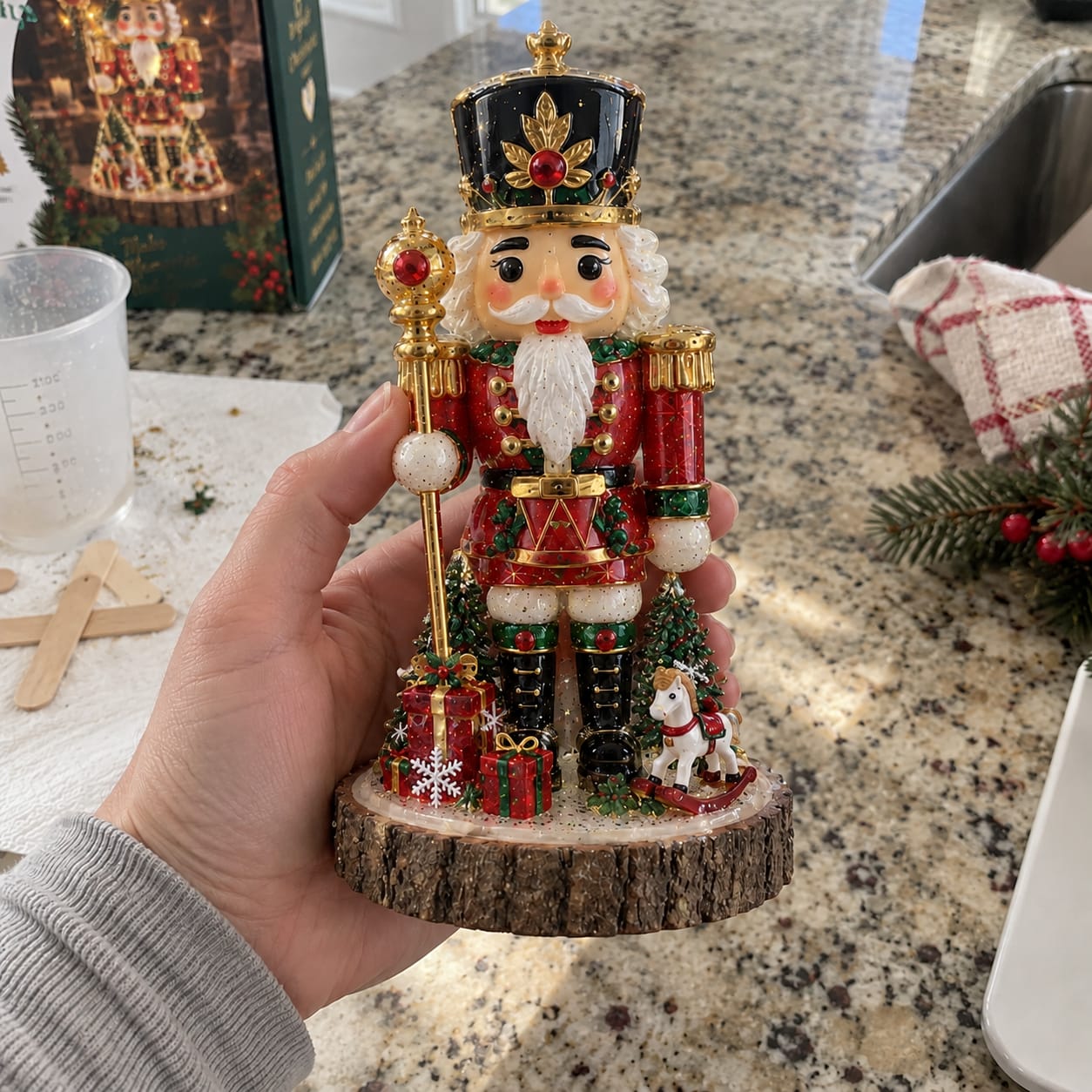 Customer photo review of Resin Christmas Tree Night Light DIY Kit, 2026 New Holiday Craft Gift, Glowing Christmas Tree with Mold, Lights and Charms
