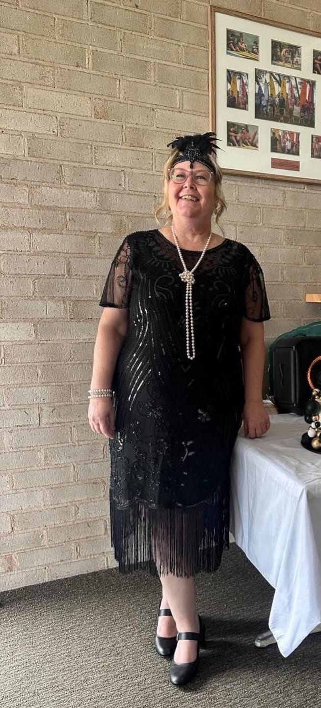 Customer photo review of Halle Plus Size 1920s Flapper Dress - Black