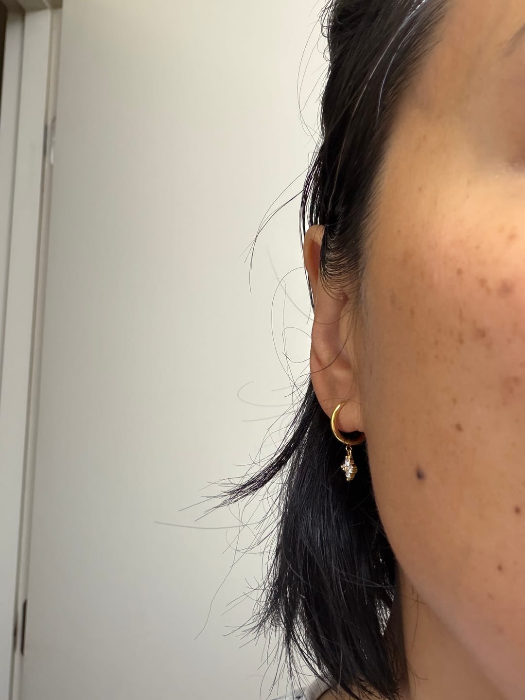 Customer photo review of Crystal Four Leaf Clover Drop Earrings