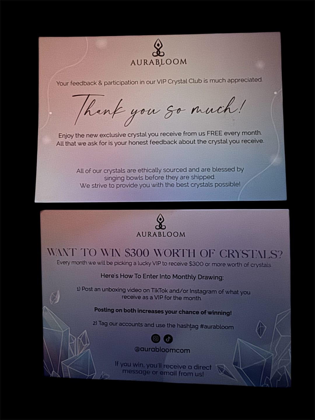 Customer photo review of The Crystal Comfort Card Deck Offer