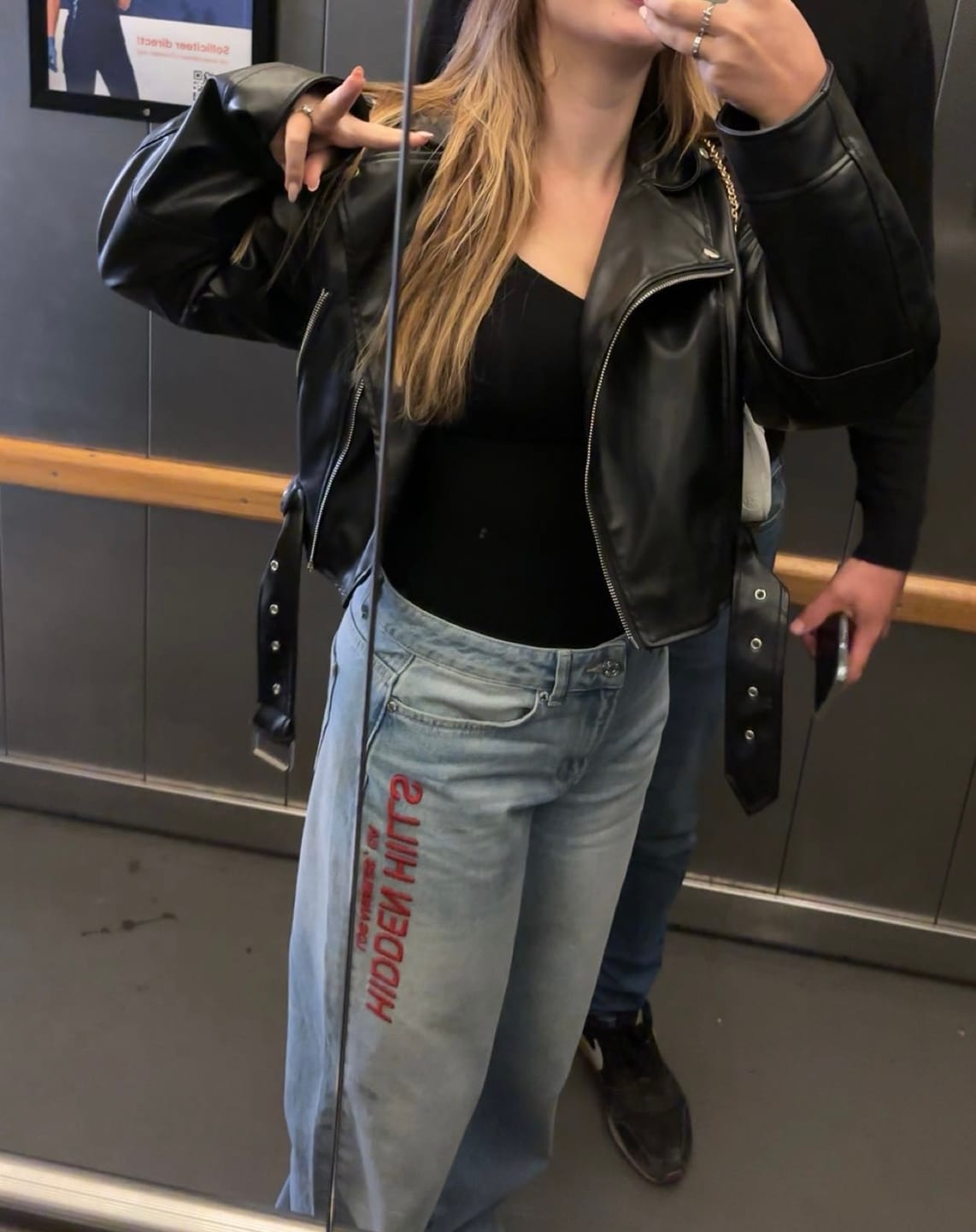 Customer photo review of RED EMBROIDERED LOGO JEANS