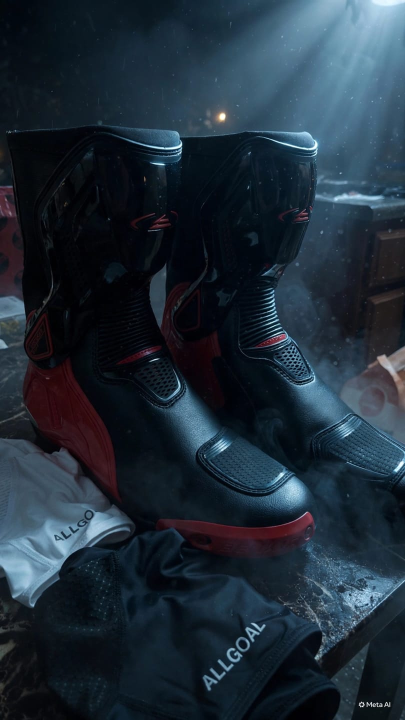 Customer photo review of Allgoal Motorcycle Boots Black Red
