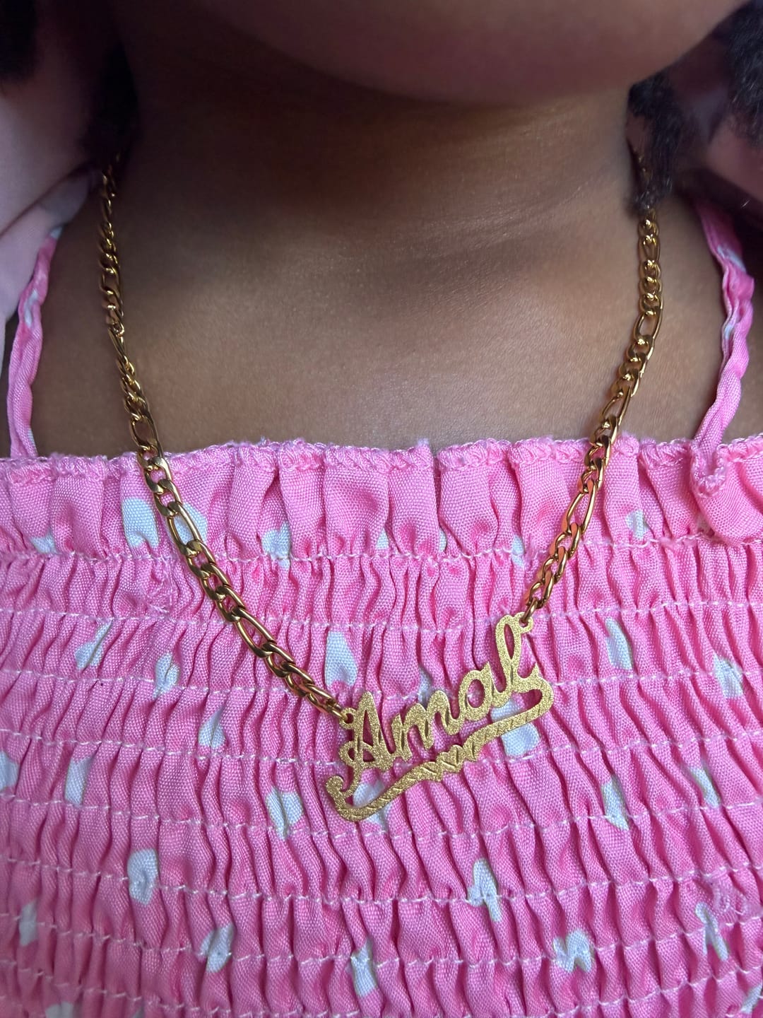 Customer photo review of Kids Diamond Cut Heart Name Necklace