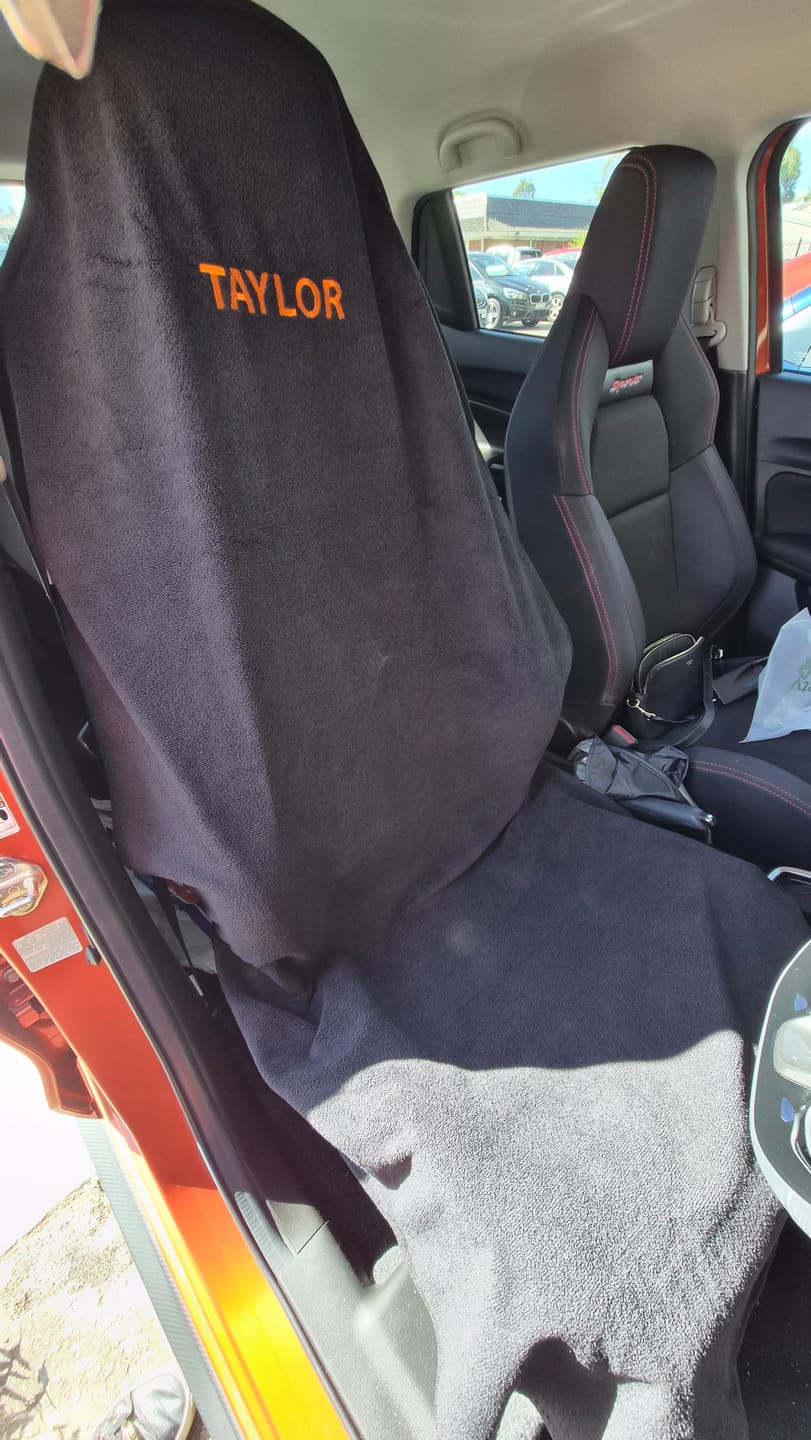 Customer photo review of Waterproof Car Seat Towel – Black | Towel Society