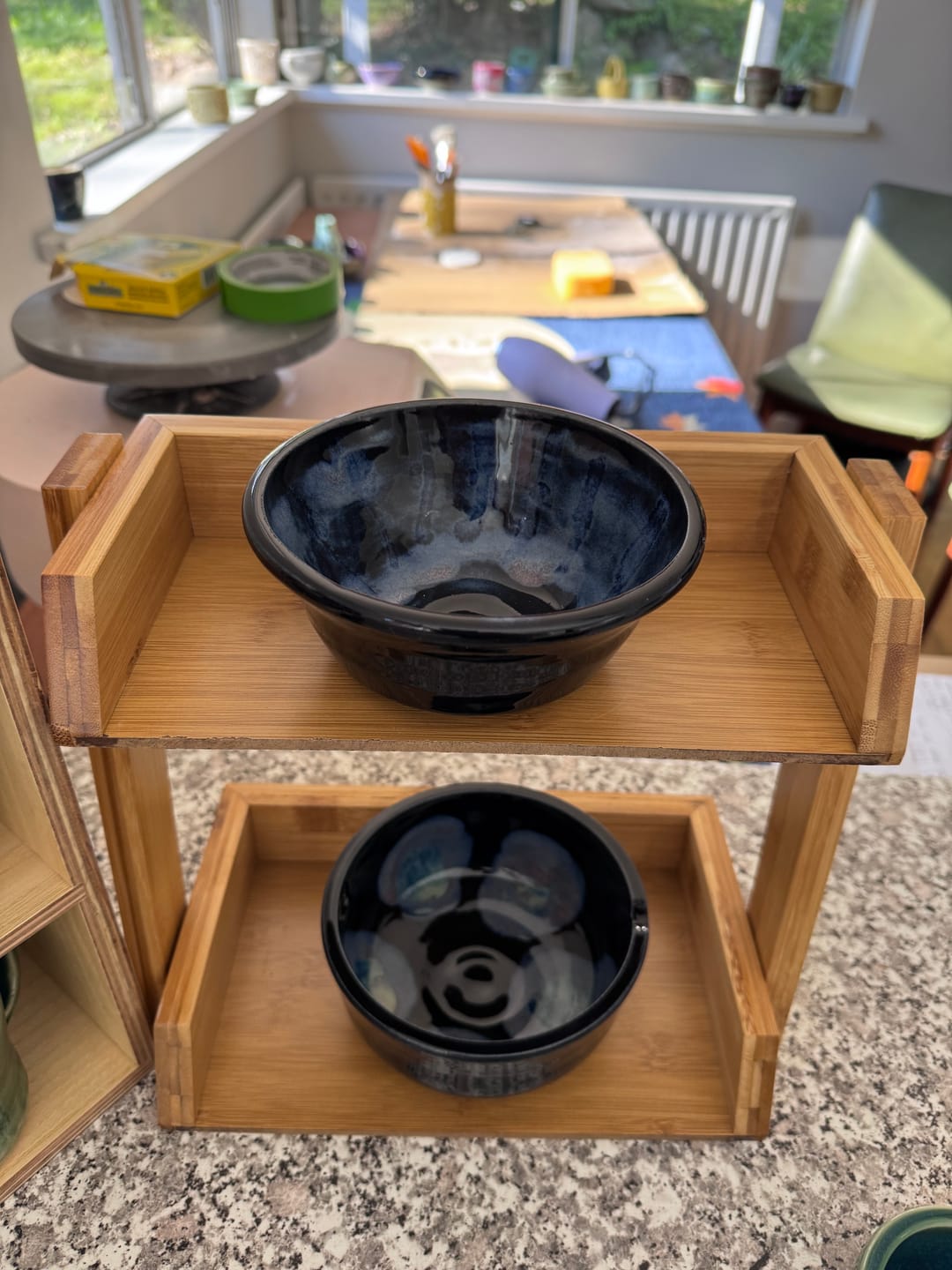 Customer photo review of 2-Tier Bamboo Shelf Organiser for Countertops