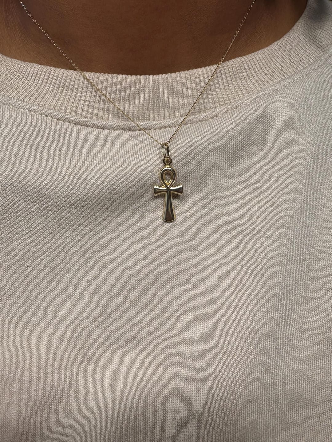 Customer photo review of 14K Gold Ankh Cross Pendant