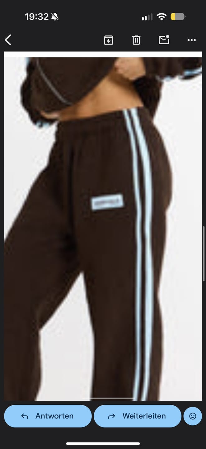 Customer photo review of STRIPED STRAIGHT LEG SWEATPANTS DARK BROWN/LIGHT BLUE