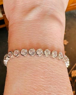Customer photo review of Joelle 18k White Gold Plated Tennis Bracelet with Simulated Diamond Crystals
