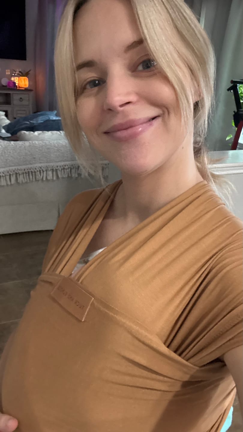 Customer photo review of Baby Wrap Carrier | Sandstone Brown