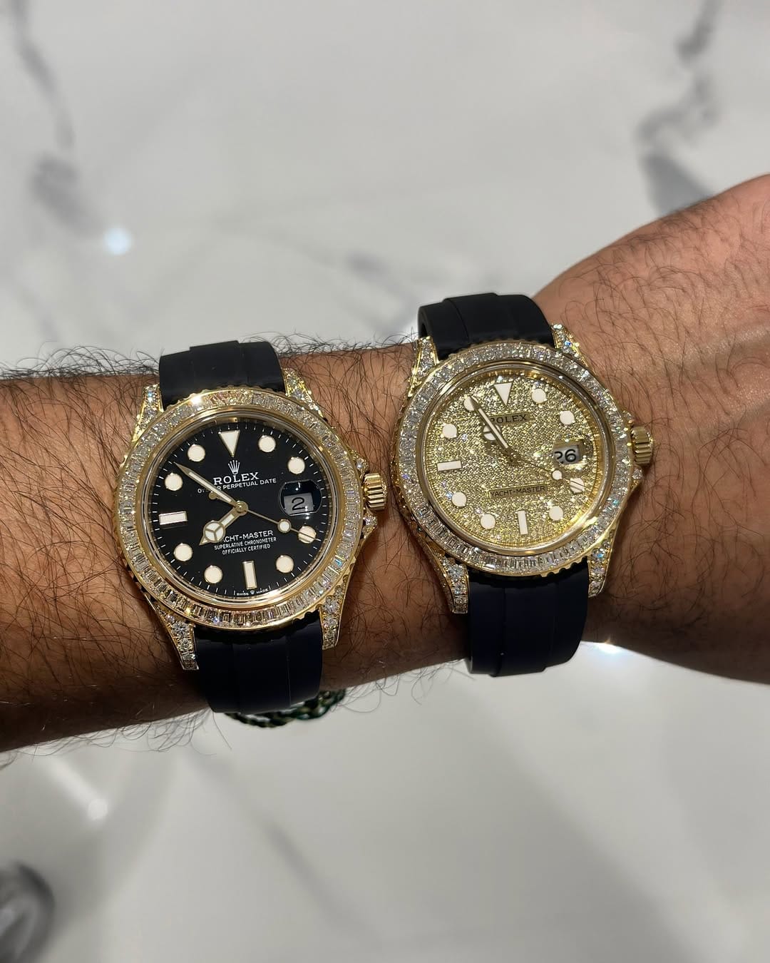 Customer photo review of Yacht-Master 226668TBR, 18K Yellow Gold, Pave Index Dial, Oysterflex Bracelet, 42 mm