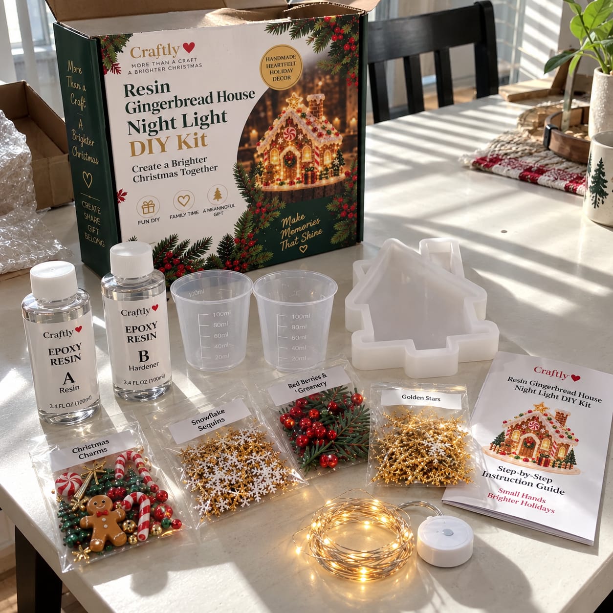 Customer photo review of Resin Christmas Tree Night Light DIY Kit, 2026 New Holiday Craft Gift, Glowing Christmas Tree with Mold, Lights and Charms