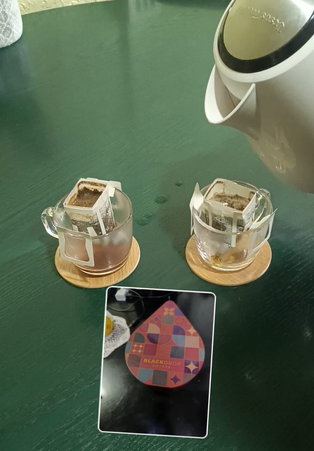 Customer photo review of Caja 5 Drip Coffee Gota Roja