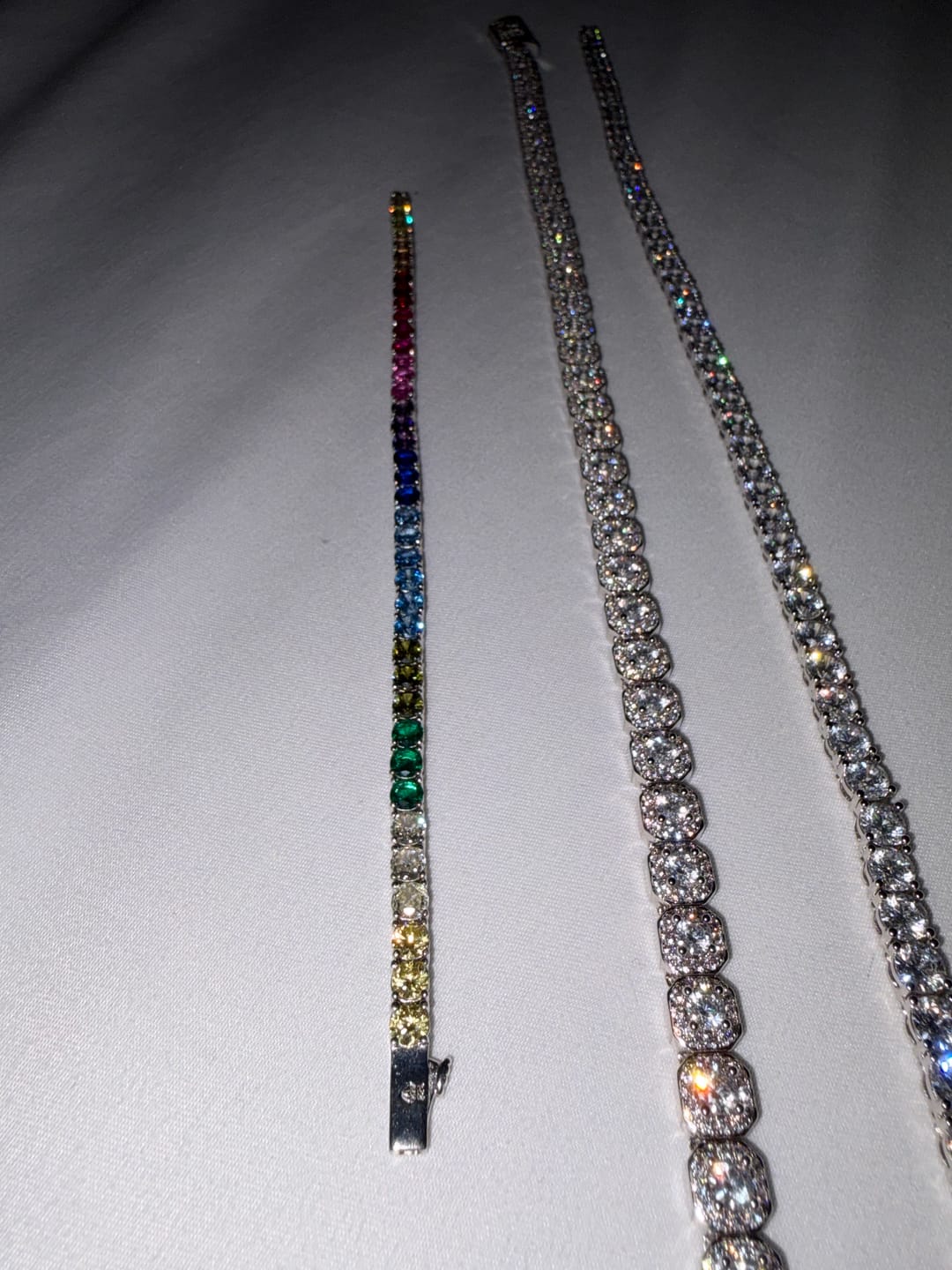 Customer photo review of 4mm Moissanite Multi-Colored Tennis Bracelet - Silver - D-Color - VVS1