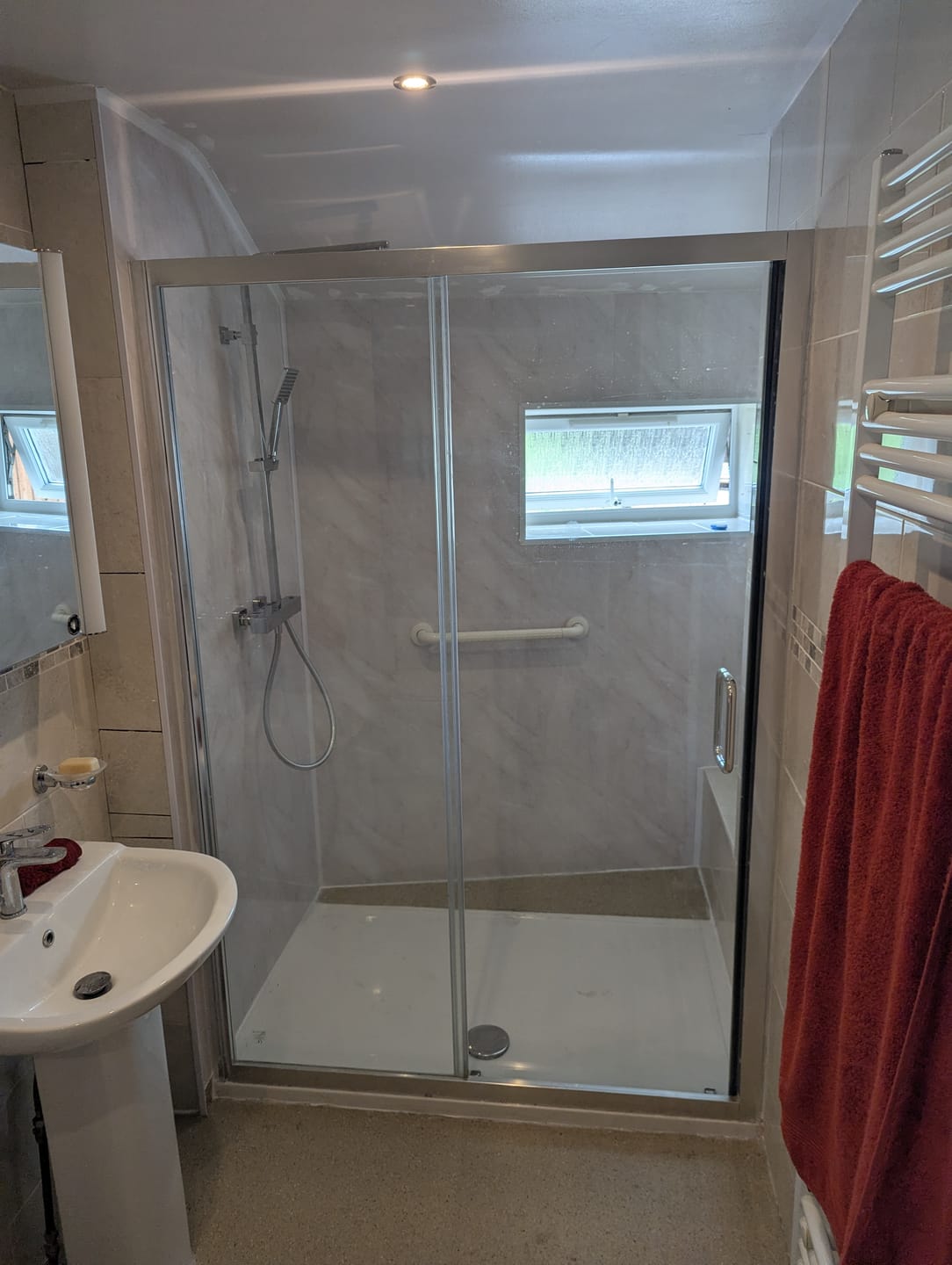 Customer photo review of Premium Pergamon Marble Gloss Shower Wall Panel - 1M x 2.4M