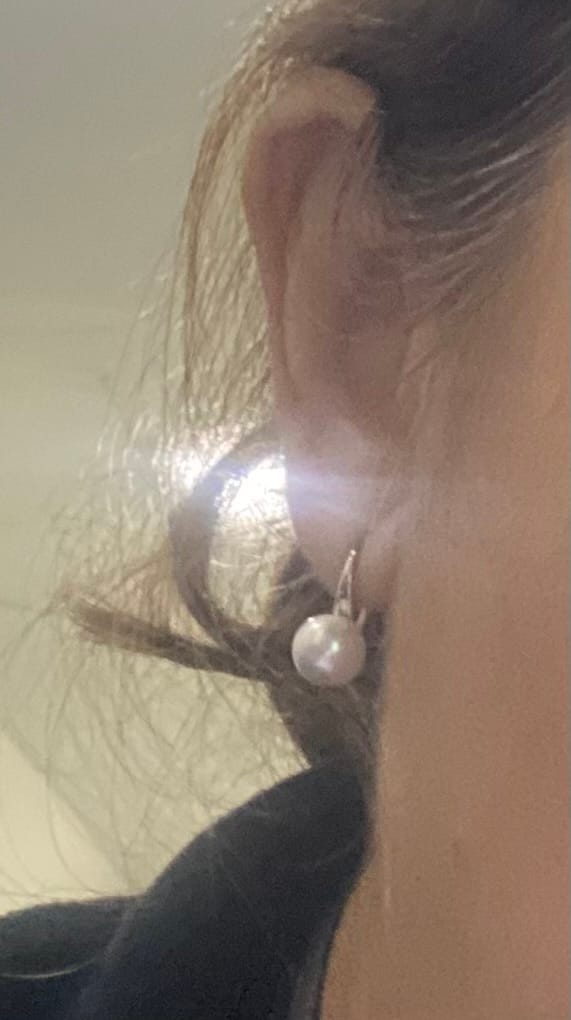 Customer photo review of Par Arete Colgante Con Perla 6 mm