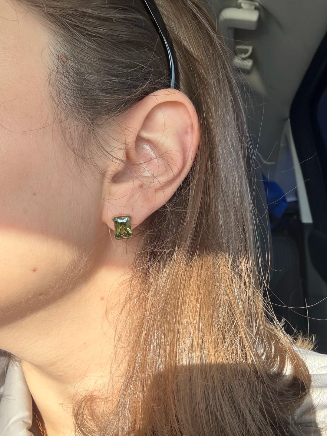 Customer photo review of Brilliance Square Studs