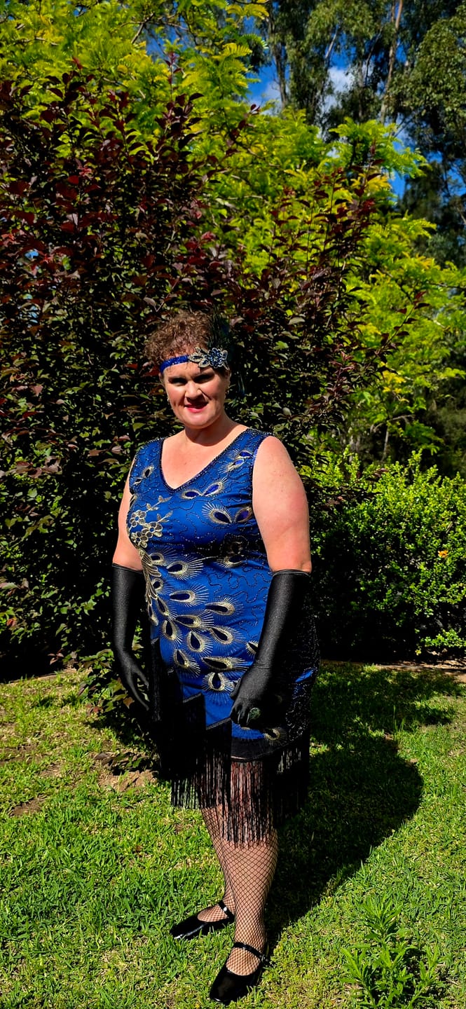 Customer photo review of Plus Size Lena Flapper Dress - Blue