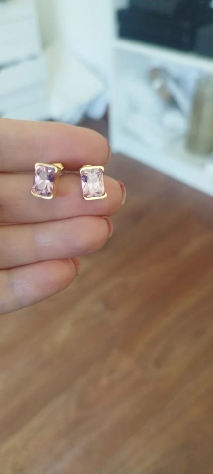 Customer photo review of Brilliance Square Studs