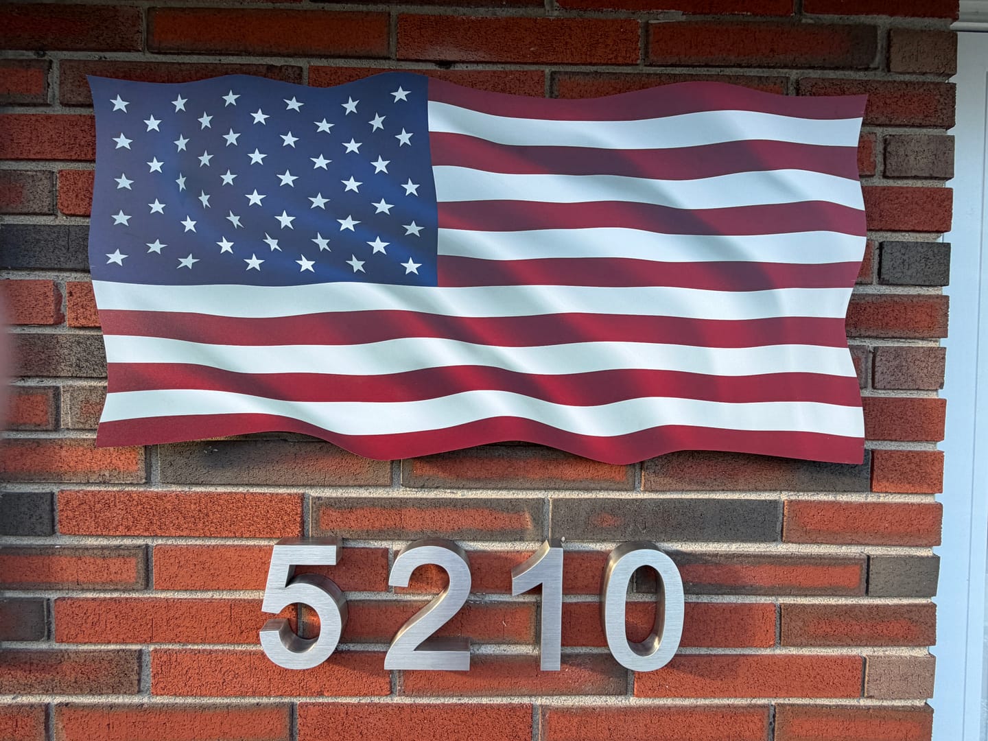 Customer photo review of Large Metal American Flag Waving