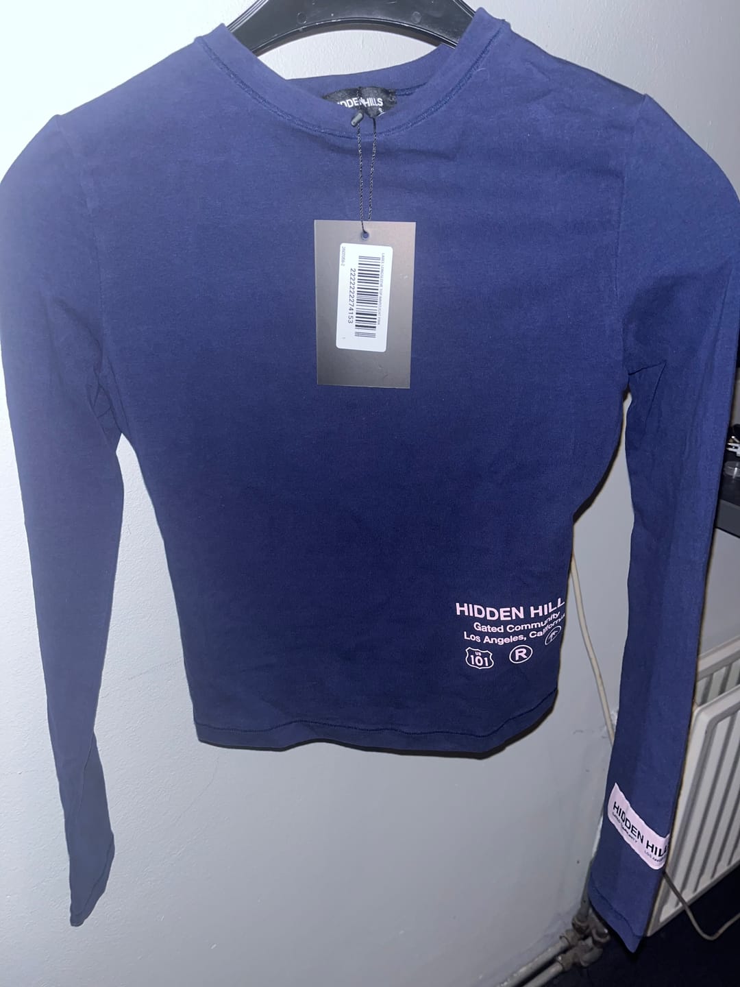 Customer photo review of LABEL LONGSLEEVE TOP NAVY/LIGHT PINK