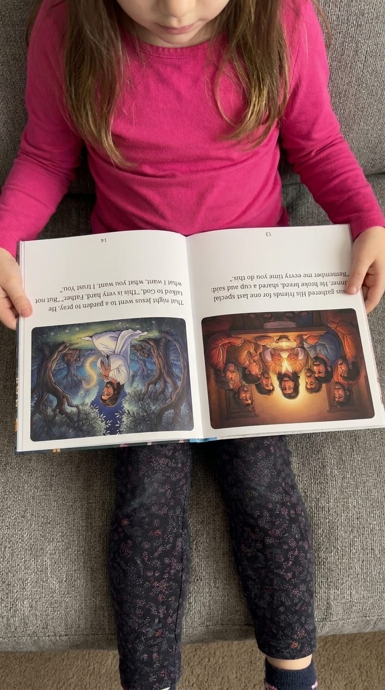 Customer photo review of Little Light Bible Story Books - Complete 4 Book Set (Free Coloring Pages + Bible Stickers)