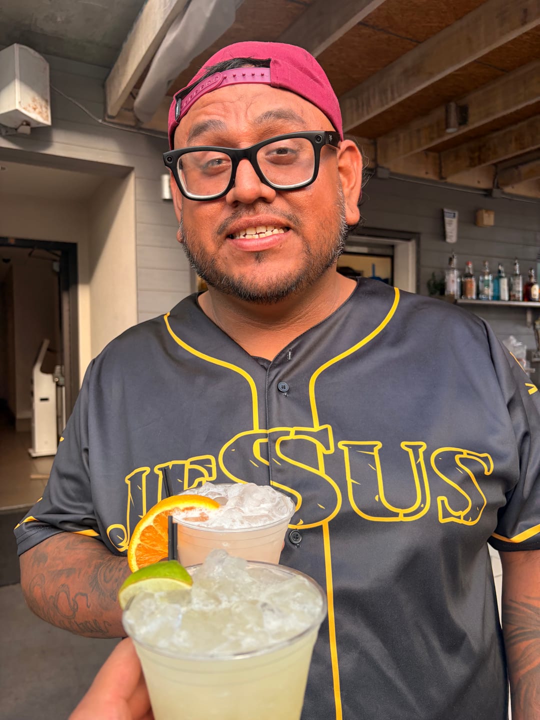 Customer photo review of Christianartworkshop Jesus Cross Nail and Crown of Thorns Baseball Jersey