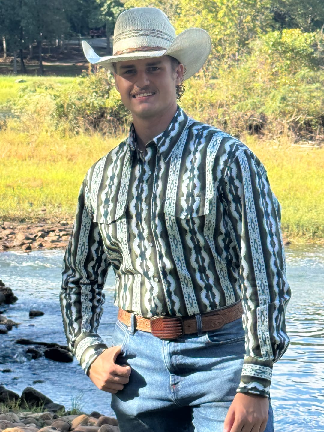 Customer photo review of Wrangler Checotah® Men's Classic Fit Green Western Snap Shirt 112379228