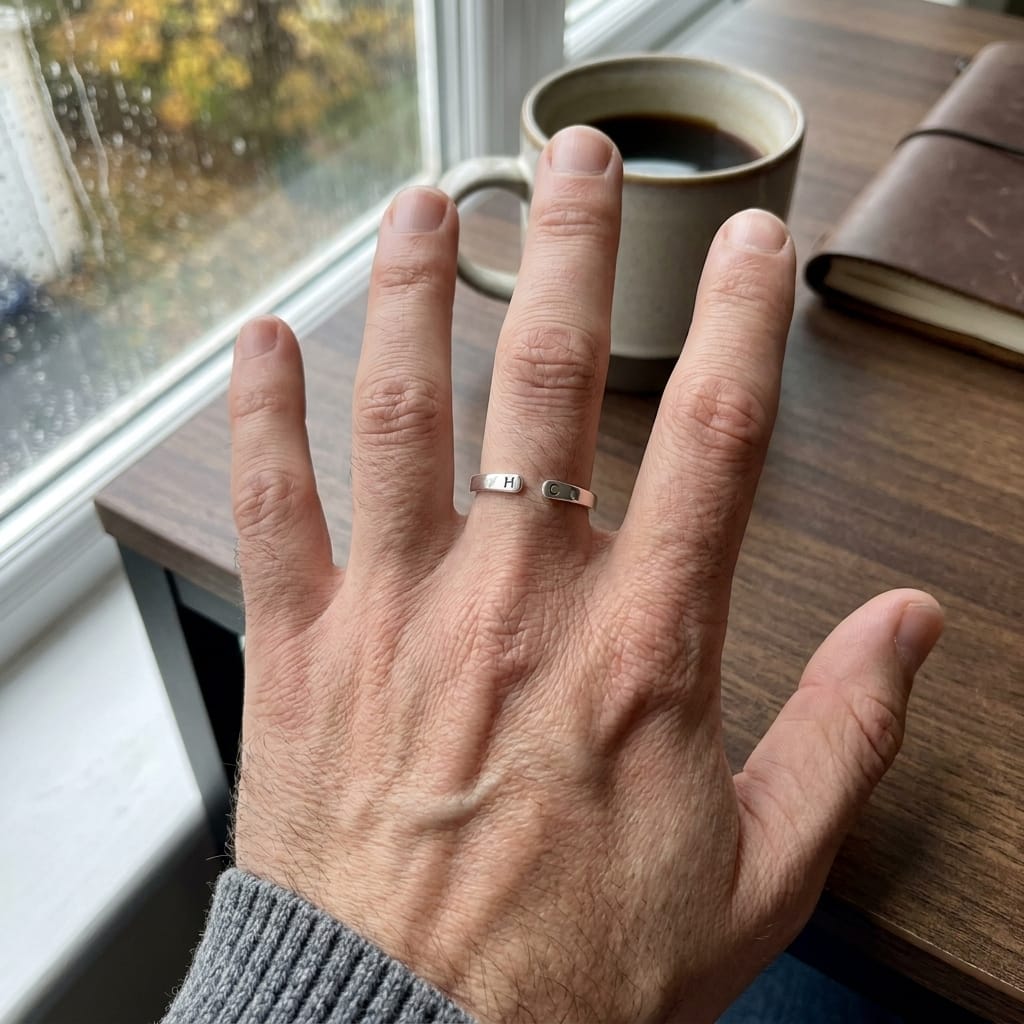 Customer photo review of Anillo Abierto con Dos Iniciales Personalizado