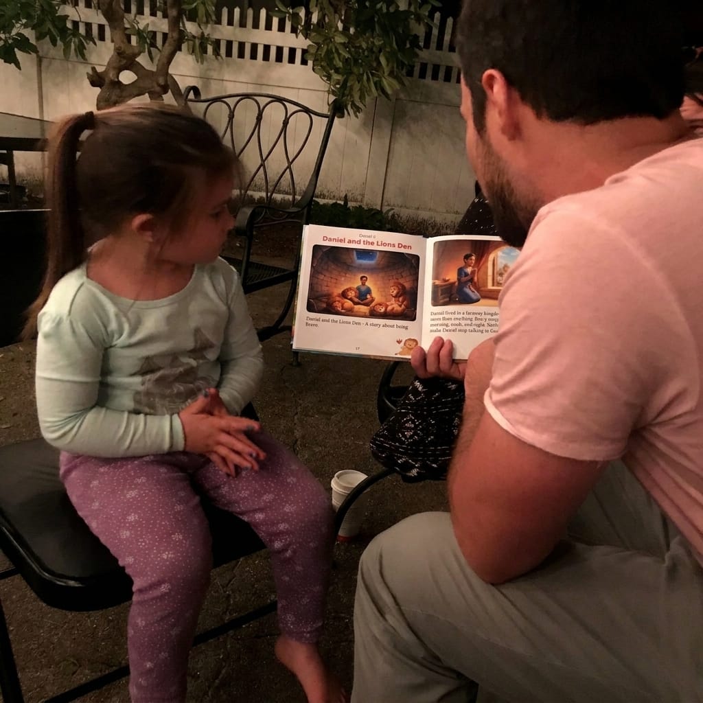 Customer photo review of Little Light Bible Story Books - Complete 4 Book Set (Free Coloring Pages + Bible Stickers)