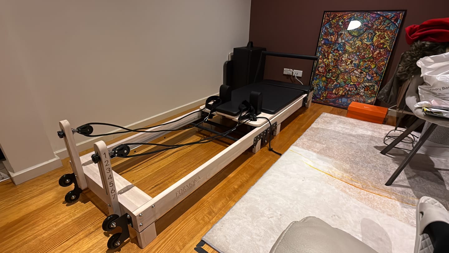 Customer photo review of Formora Foldable Oak Wood Pilates Reformer - Home Studio Edition