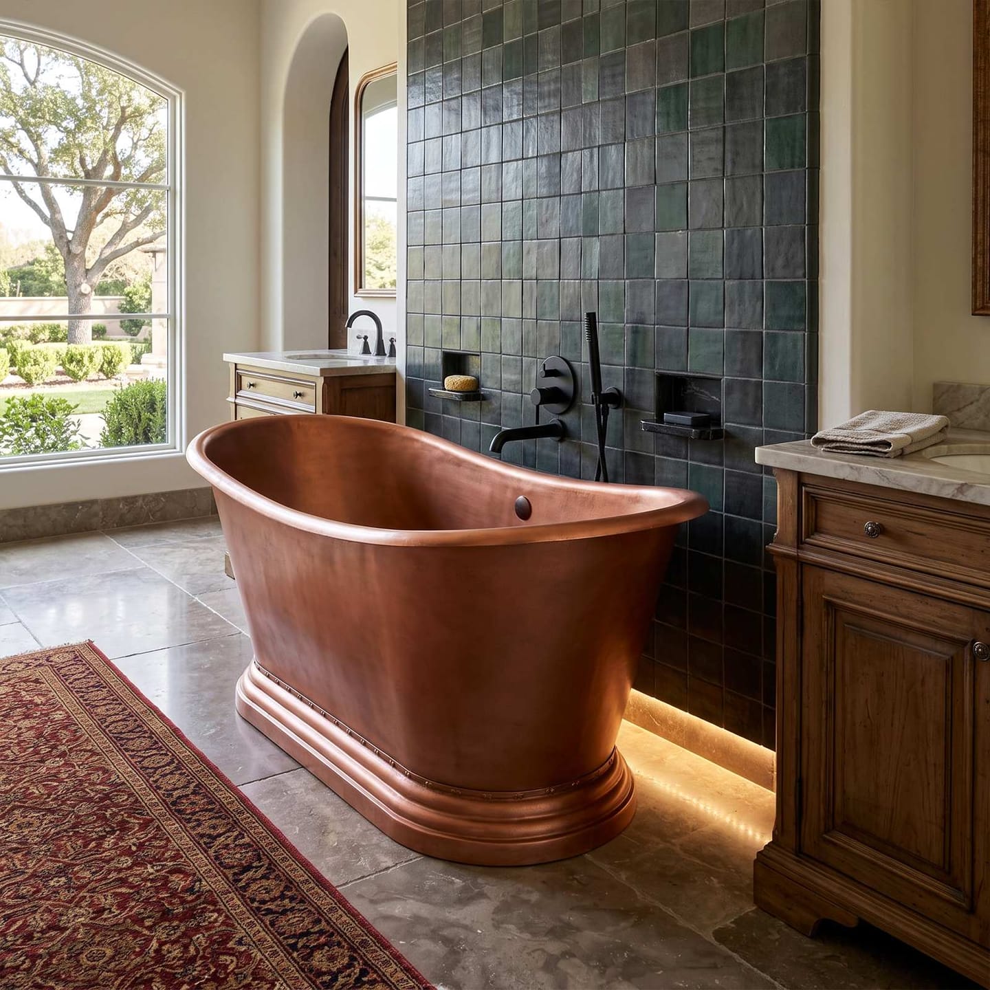Customer photo review of Elite Double Slipper Natural Copper Freestanding Bathtub ET-C-DS07