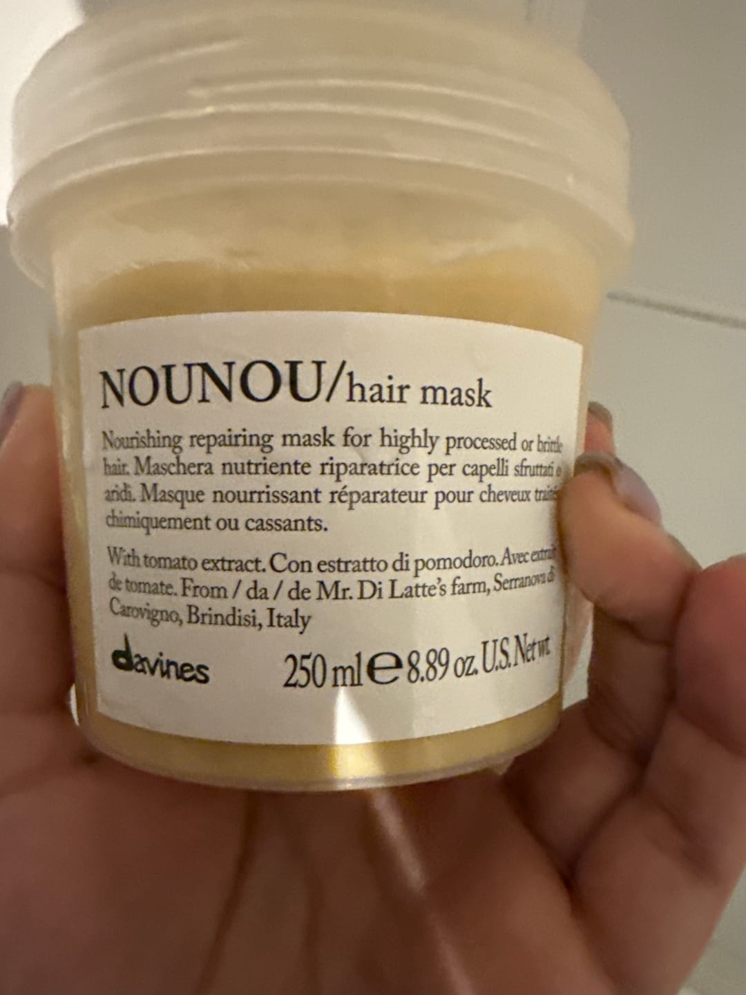 Customer photo review of Mascarilla Nutritiva Reparadora Essential Nounou Davines