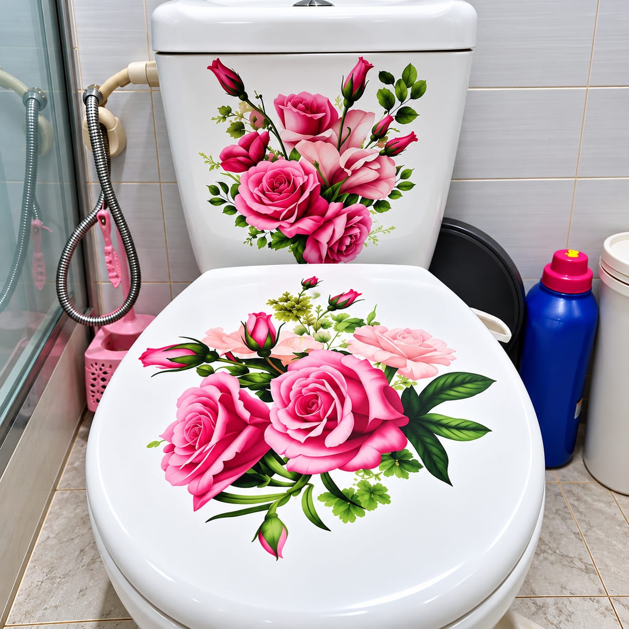 Customer photo review of Adhesivos Florales Decorativos para Inodoro