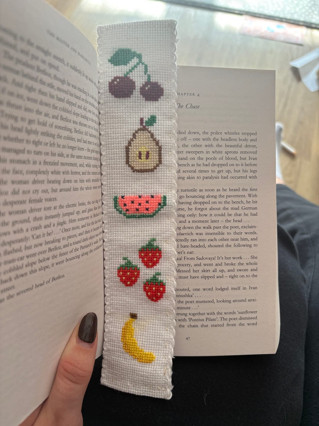 Customer photo review of Fruity Bookmark Cross Stitch Kit