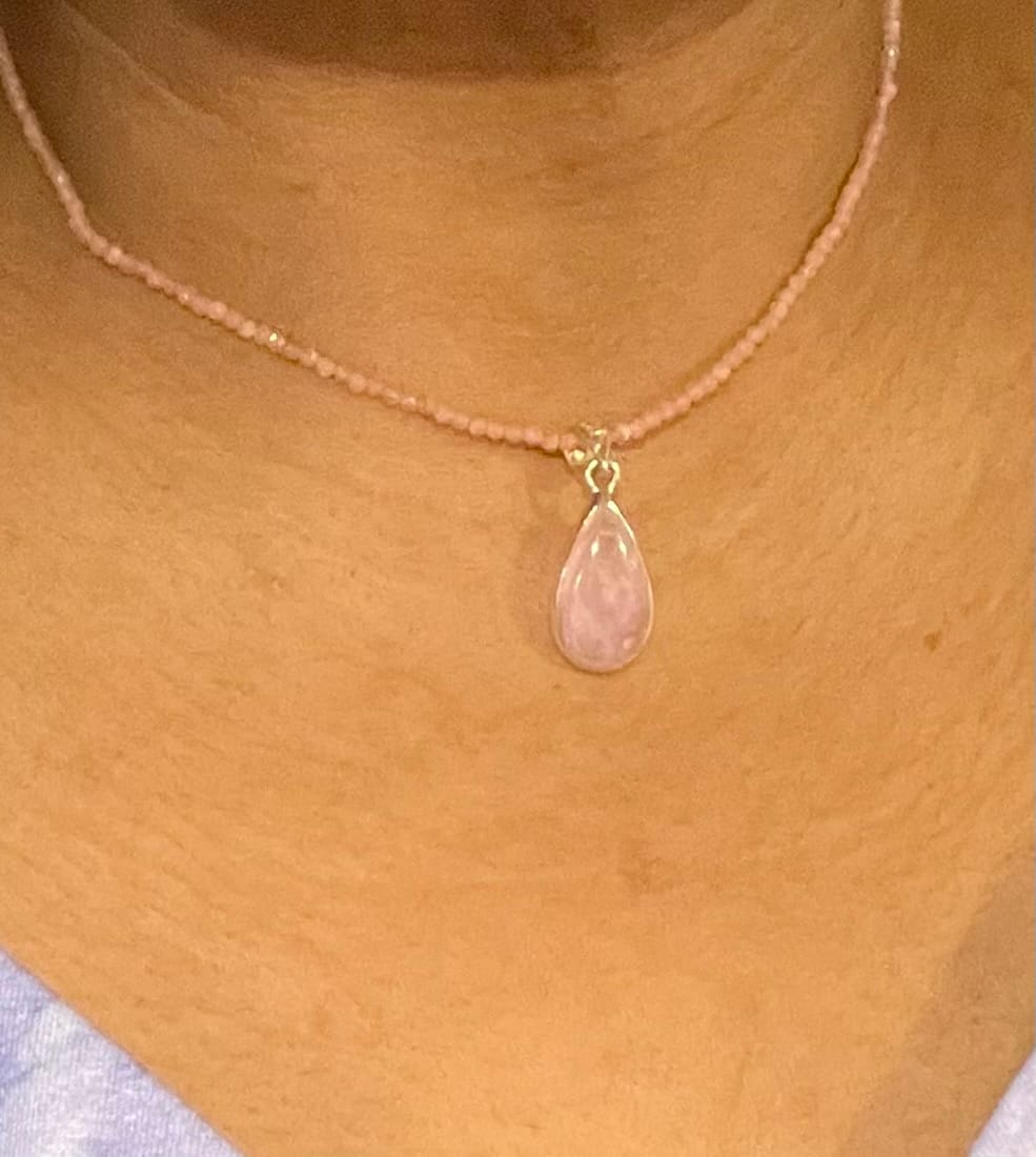 Customer photo review of Rhodochrosite Micro Round Choker/Layering Necklace for Improving your Confidence & Self-Worth