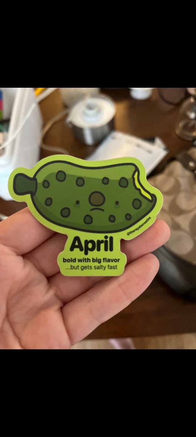 Customer photo review of Free Mystery Forgotten Month Sticker