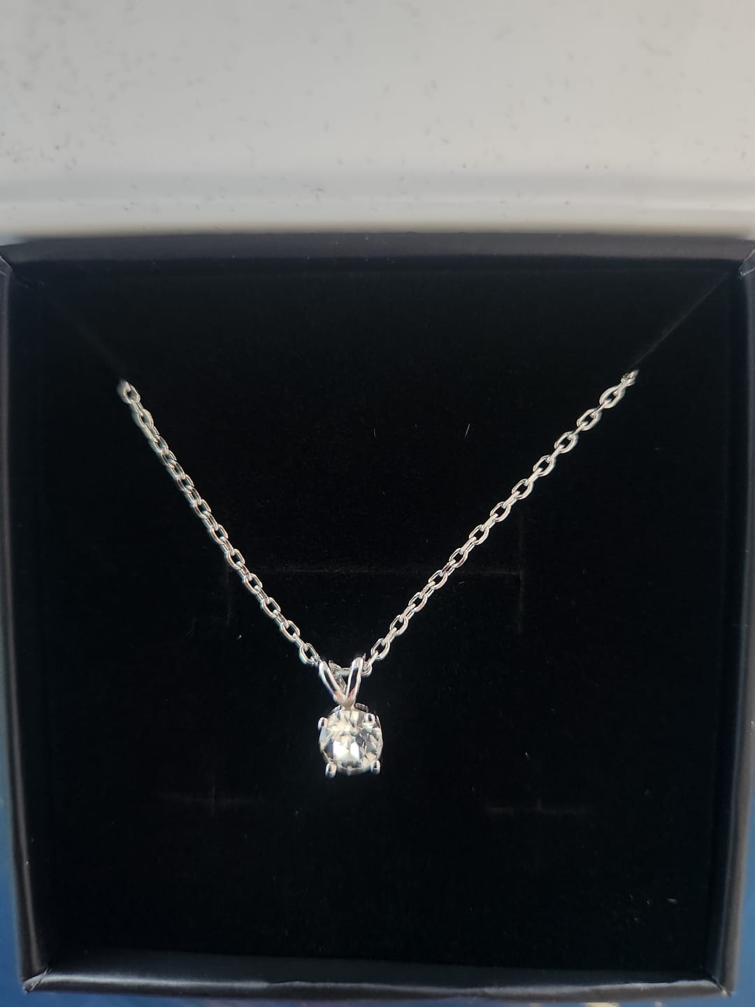 Customer photo review of Faye 18k White Gold Plated Solitaire Necklace with Swarovski Crystal