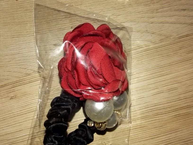Customer photo review of Pearl Rose Hair Scrunchie