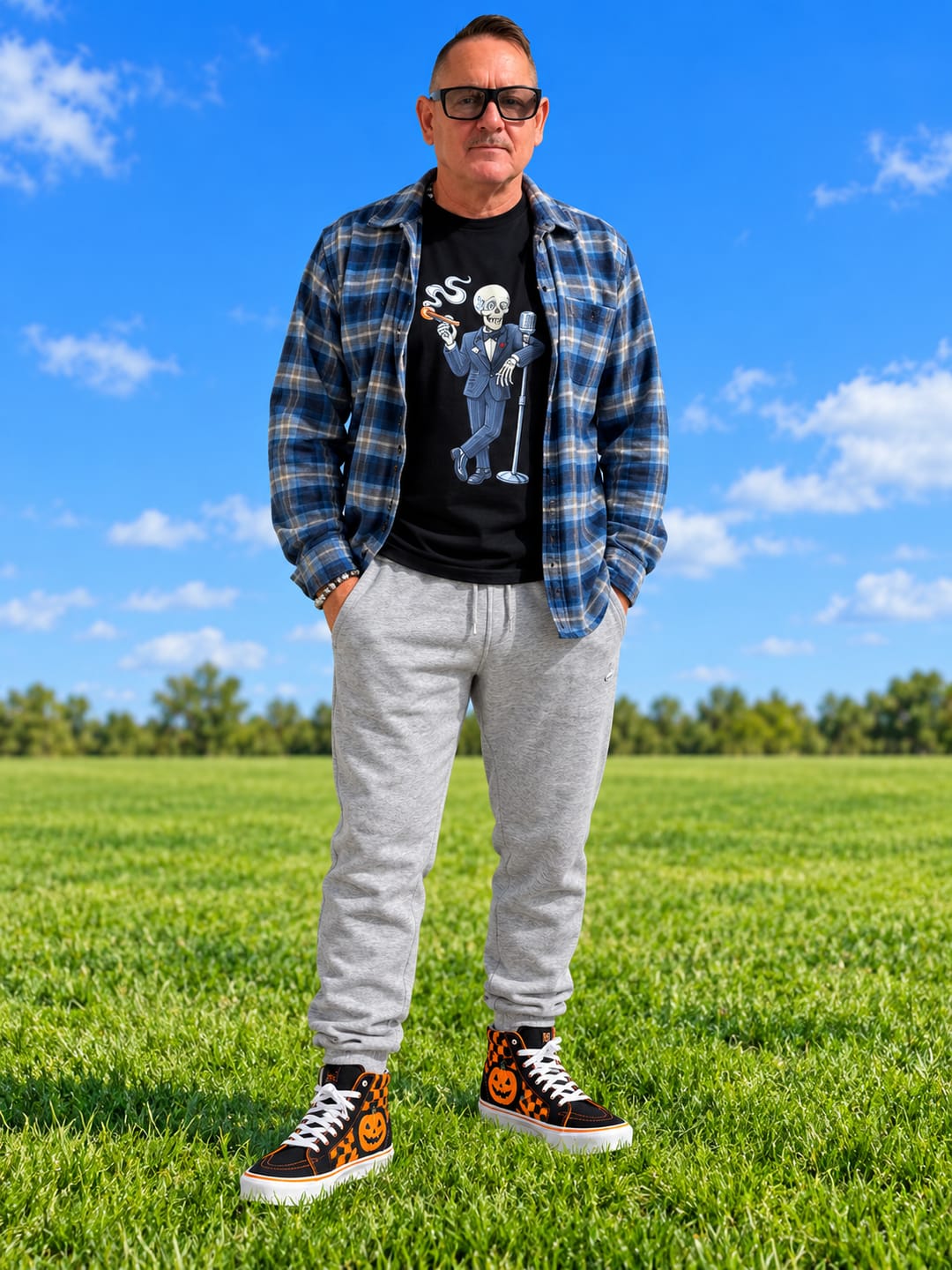 Customer photo review of Skeleton Crooner Martini Cigar T-Shirt