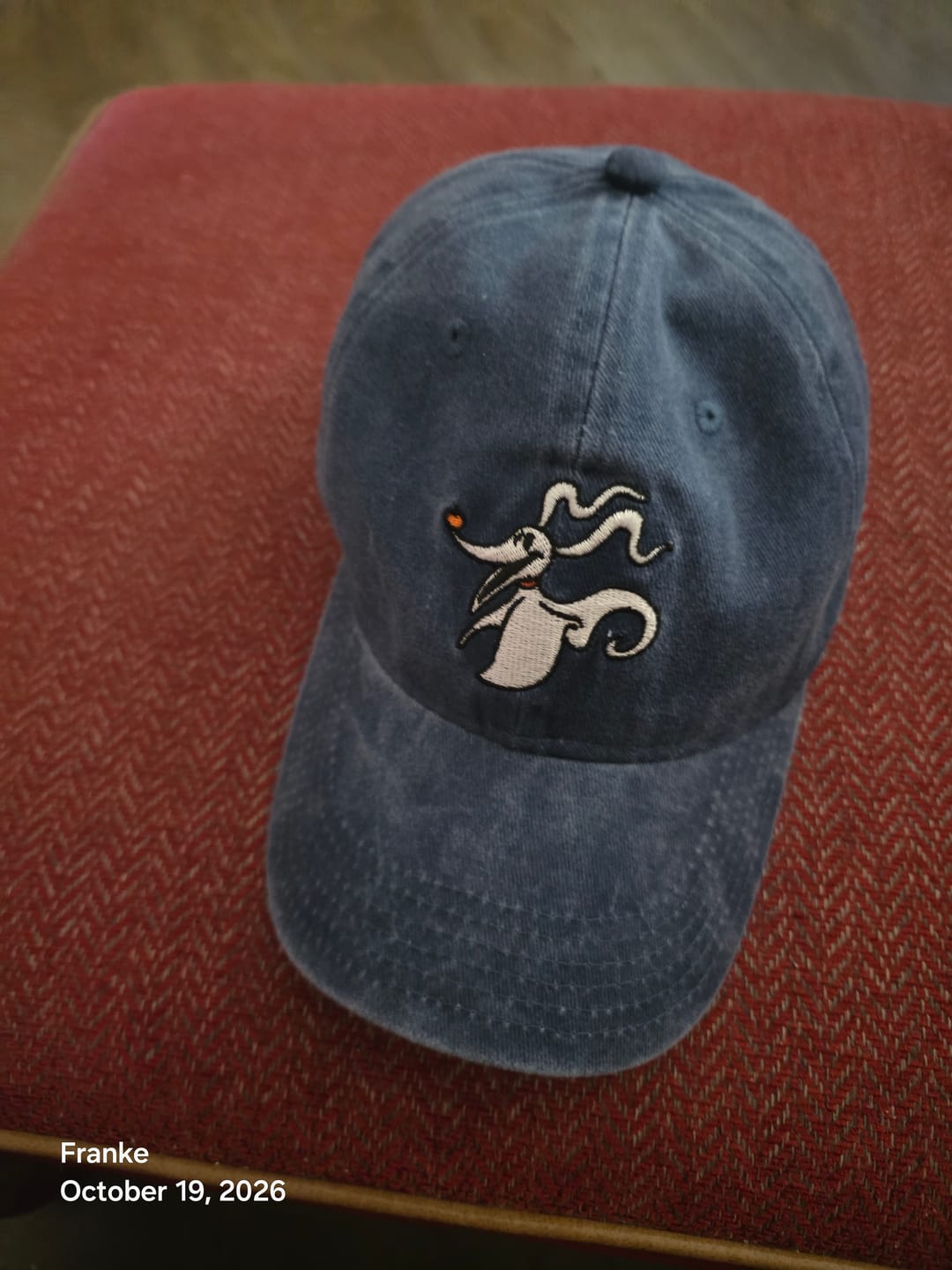 Customer photo review of Disney Tim Burton's The Nightmare Before Christmas "Skeleton’s Best Friend" – Dad Hat