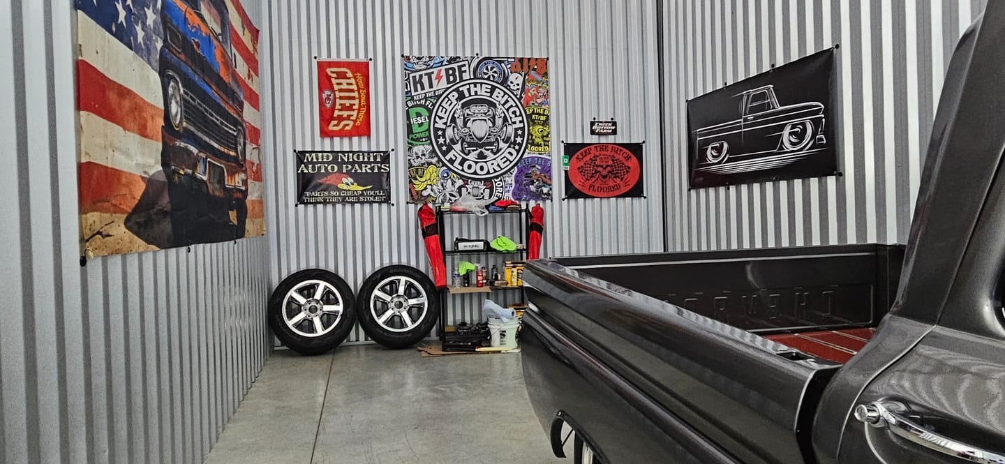 Customer photo review of KTBF® "Sticker Bomb" Garage Banner