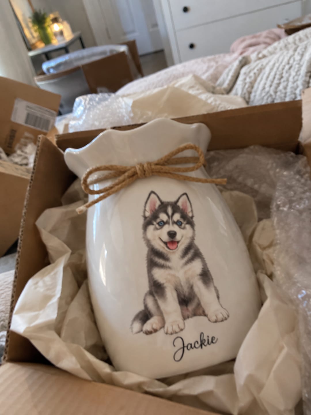 Customer photo review of Custom Watercolor Pet From Photo - Personalized Custom Ceramic Vase - Gift For Pet Lover, Dog Lover, Cat Lover