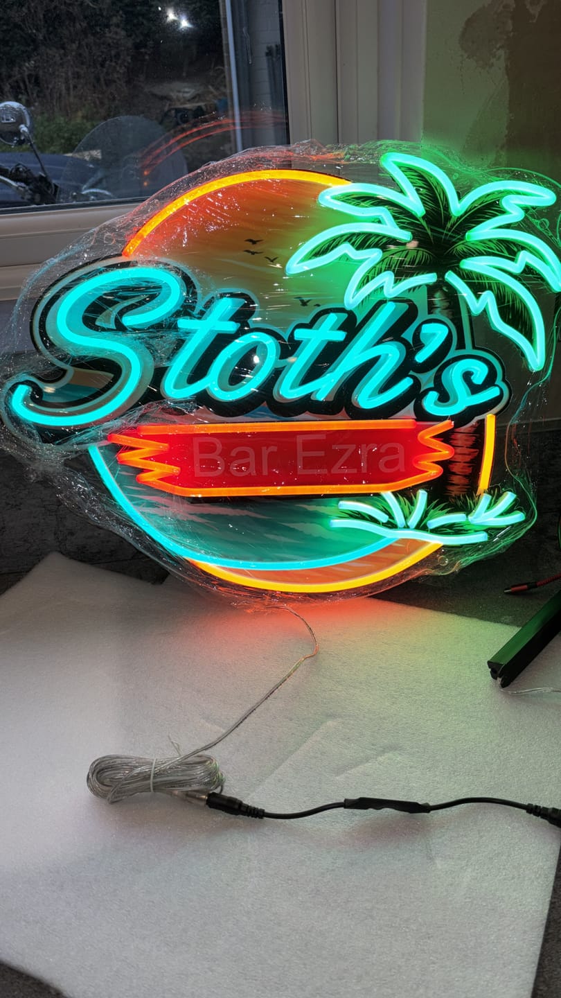 Customer photo review of Stoth's bar Ezra | Led Neon Sign