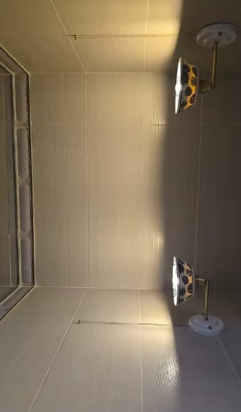Customer photo review of Ceramic Wall Sconce with Blue Floral Shade and Brass Arm