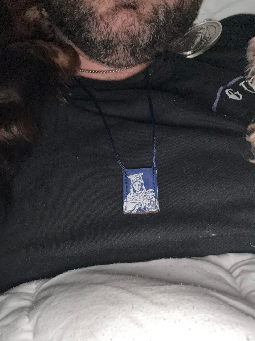 Customer photo review of Premium Brown Scapular, Blue & White Rose