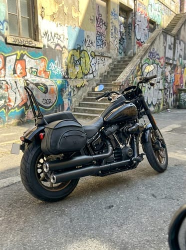Customer photo review of 60L - Stealth XL Quick Mount Saddlebags for Harley Softail Low Rider S FXLRS