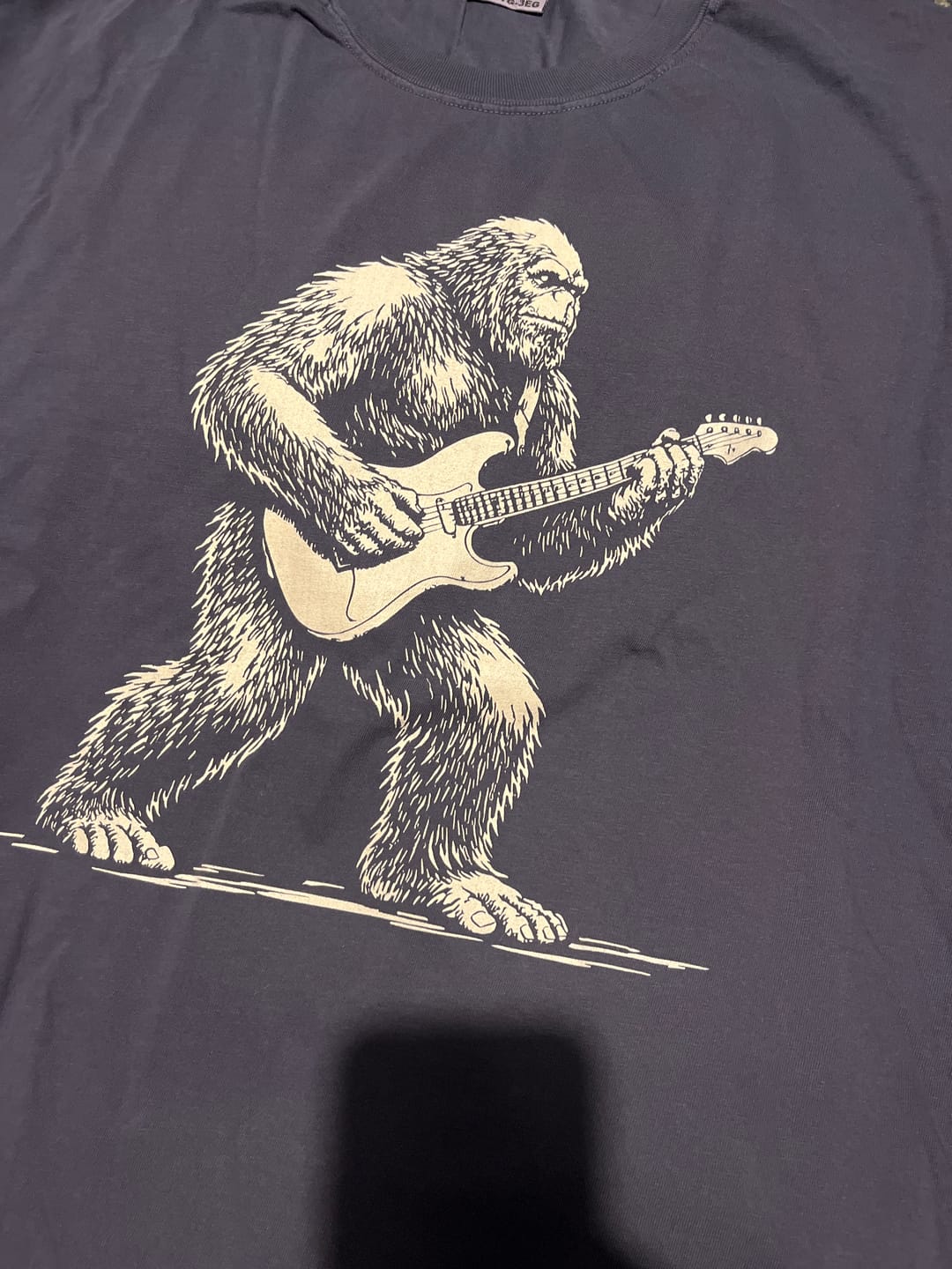 Customer photo review of Bigfoot Guitar Solo T-Shirt